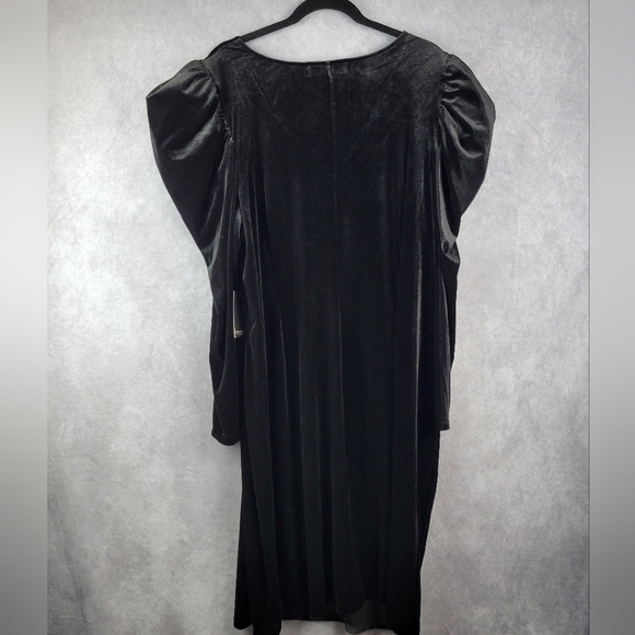 Eloquii Black puffy Sleeves Velvet Dress Plus mini/knee length Women's SZ 24 - Picture 3 of 10